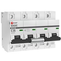 Автоматический выключатель 4P 35А (C) 10kA ВА 47-100 Basic | код  mcb47100-4-35C-bas | EKF